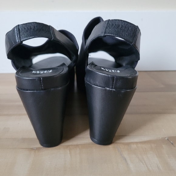 Eileen Fisher Platform Slingback Open Toe Fabric Sandal Black - Picture 5 of 6